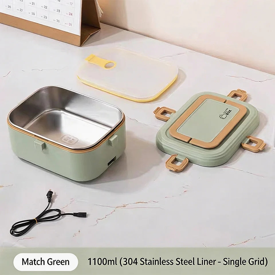 Electric Heating Lunch Box, No Water Needed 304 Stainless Steel Food Warmer,