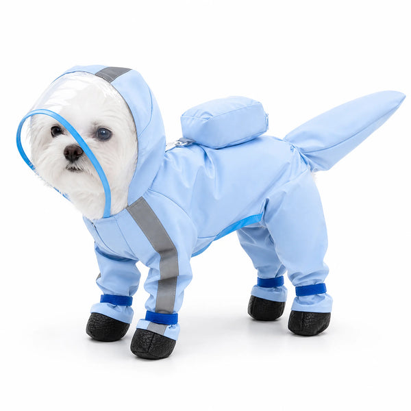 Waterproof Pet Raincoat Polyester Nylon PU Adjustable Dog Cat Coat Protective All Seasons