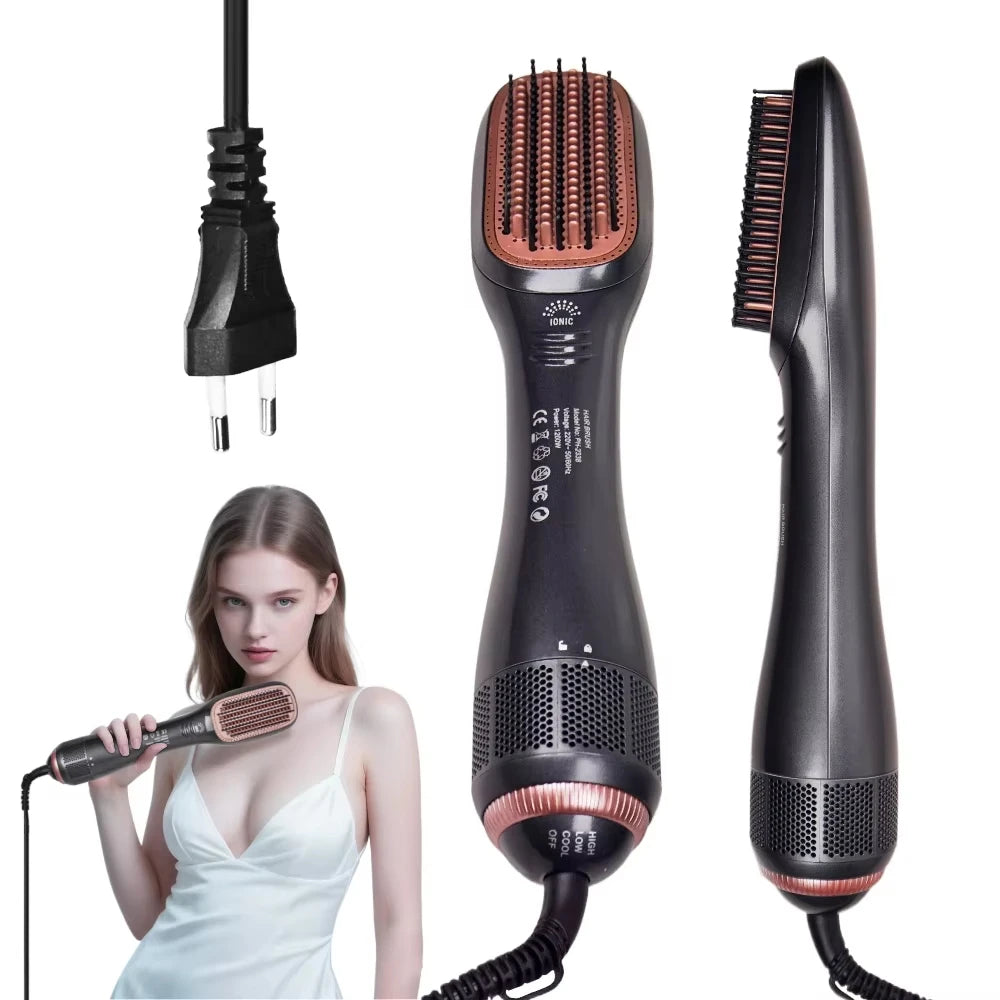 Professional Ionic Hot Air Brush 2-in-1 Hair Dryer Straightener Styler for Middle East