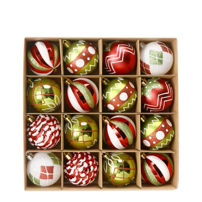 16-Piece Painted Christmas Ball Set Christmas Tree Ornaments