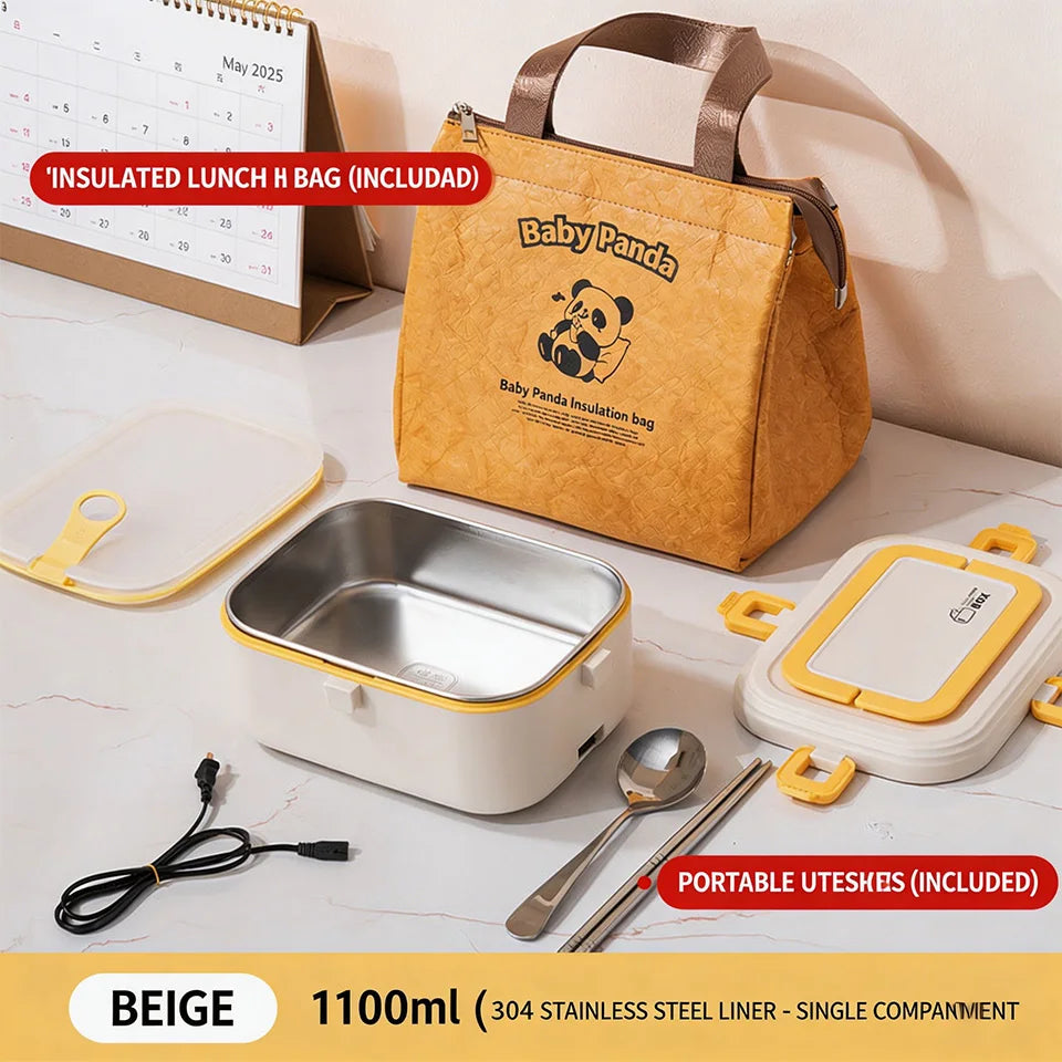 Electric Heating Lunch Box, No Water Needed 304 Stainless Steel Food Warmer,