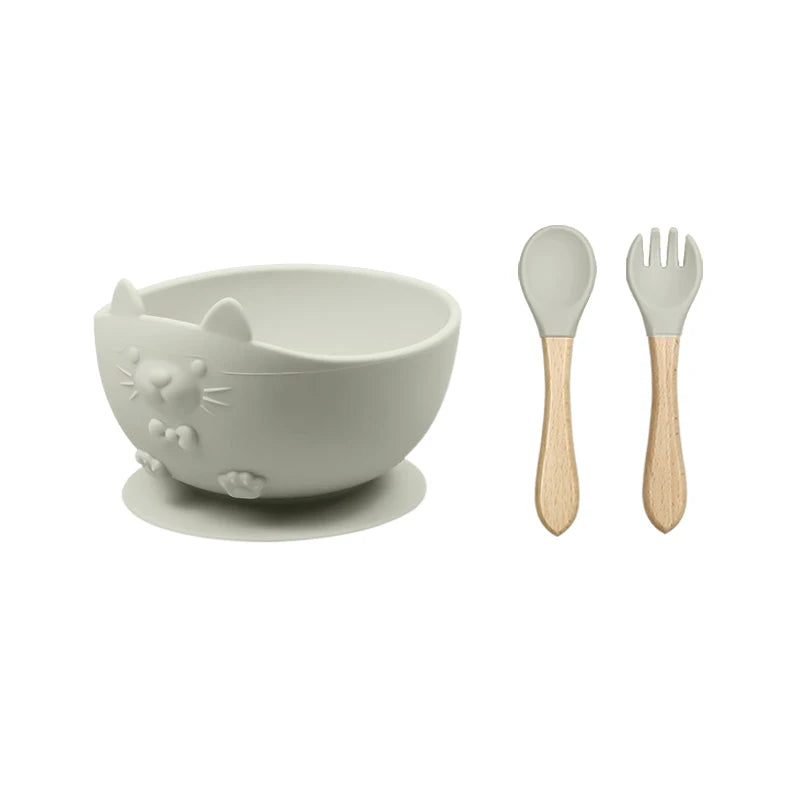 Food Grade Silicone Baby Feeding Set With Cup Bowl Plate Bib Spoon and Fork Easy Clean