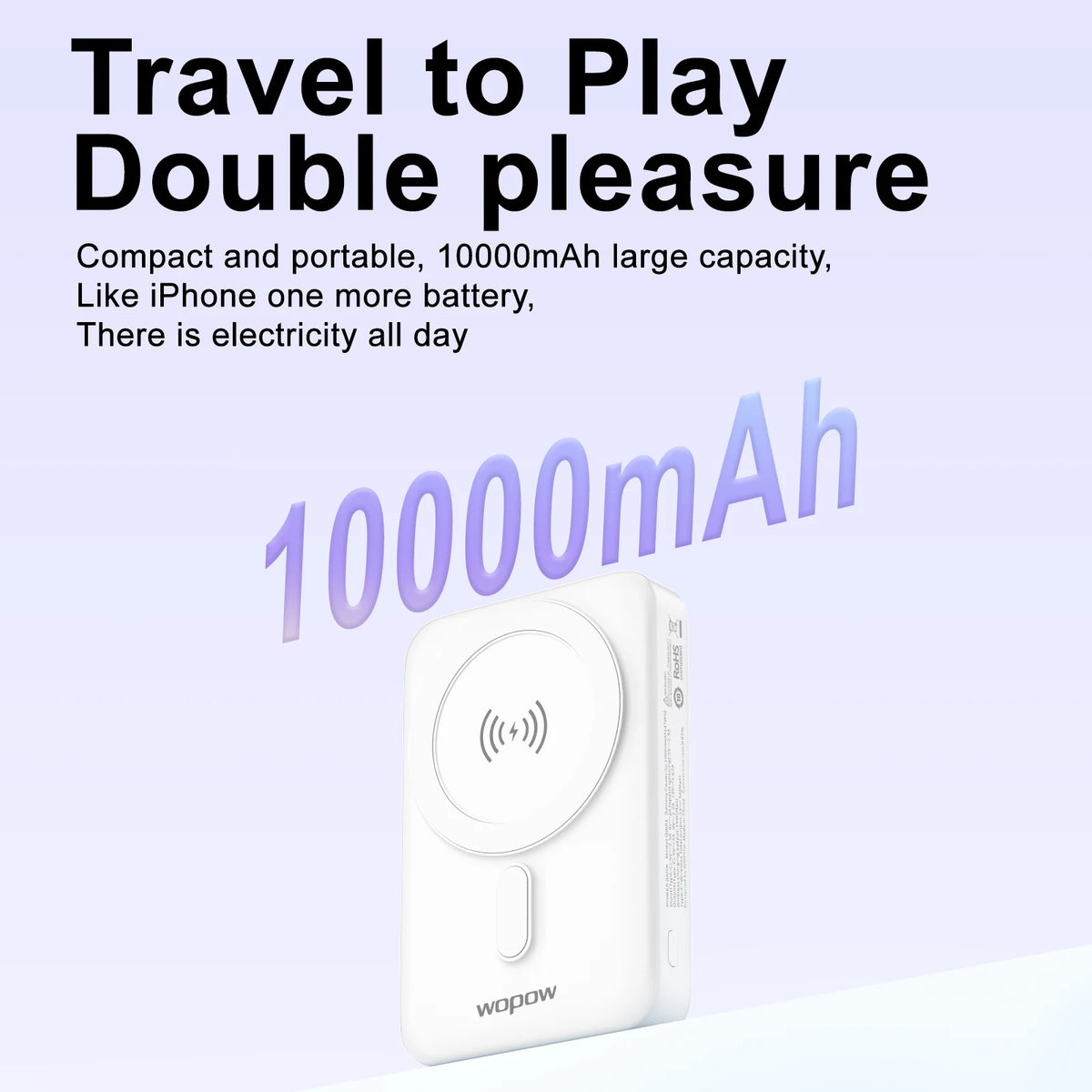 Magnetic Wireless Charging Power Bank with Bracket 10000mAh Battery Compatible for iPhone
