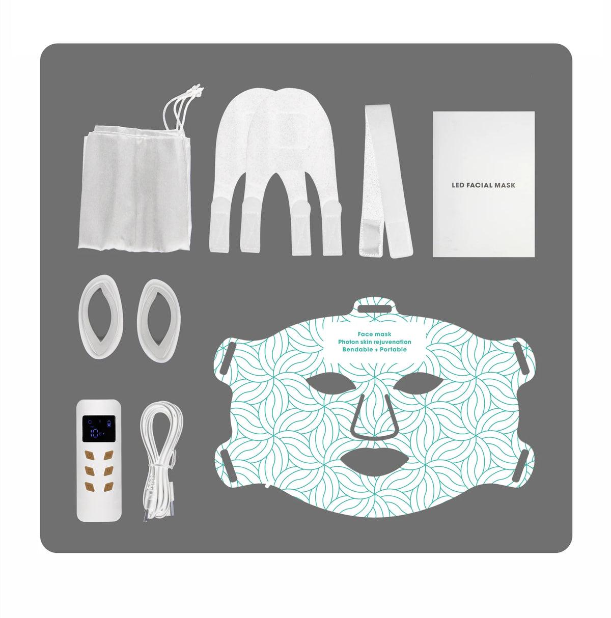LED Face Mask with 460nm, 590nm, 630nm and 850nm Light, Four-Chip Design
