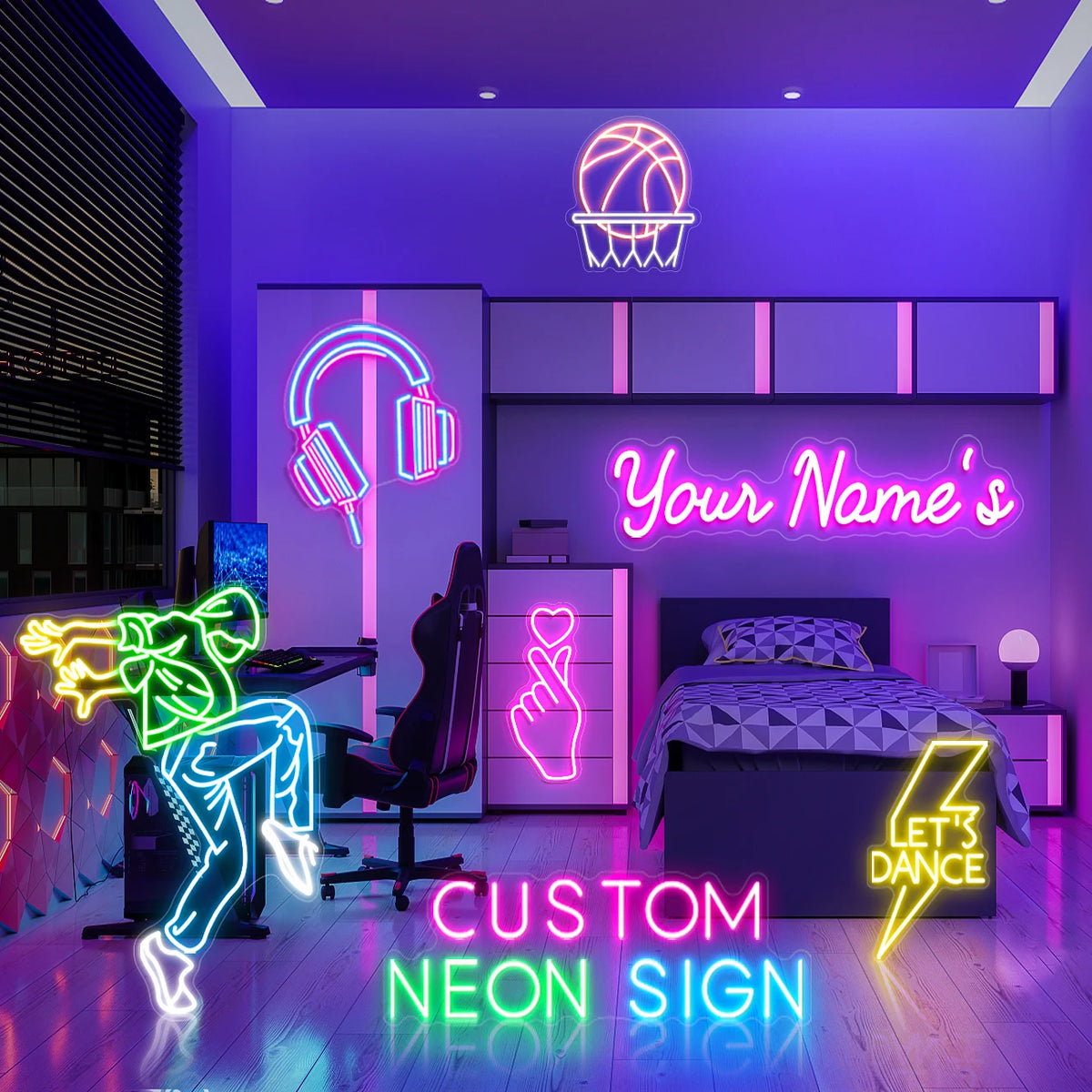 Free Design Fast Delivery Custom Led Light Neon Sign NO for Bedroom Birthday Party Home