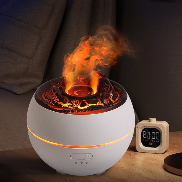 Volcano Flame Aroma Diffuser Simulation Fire Ultrasonic Cool Mist Humidifier USB Colorful