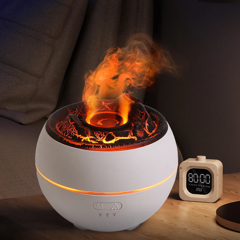 Volcano Flame Aroma Diffuser Simulation Fire Ultrasonic Cool Mist Humidifier USB Colorful