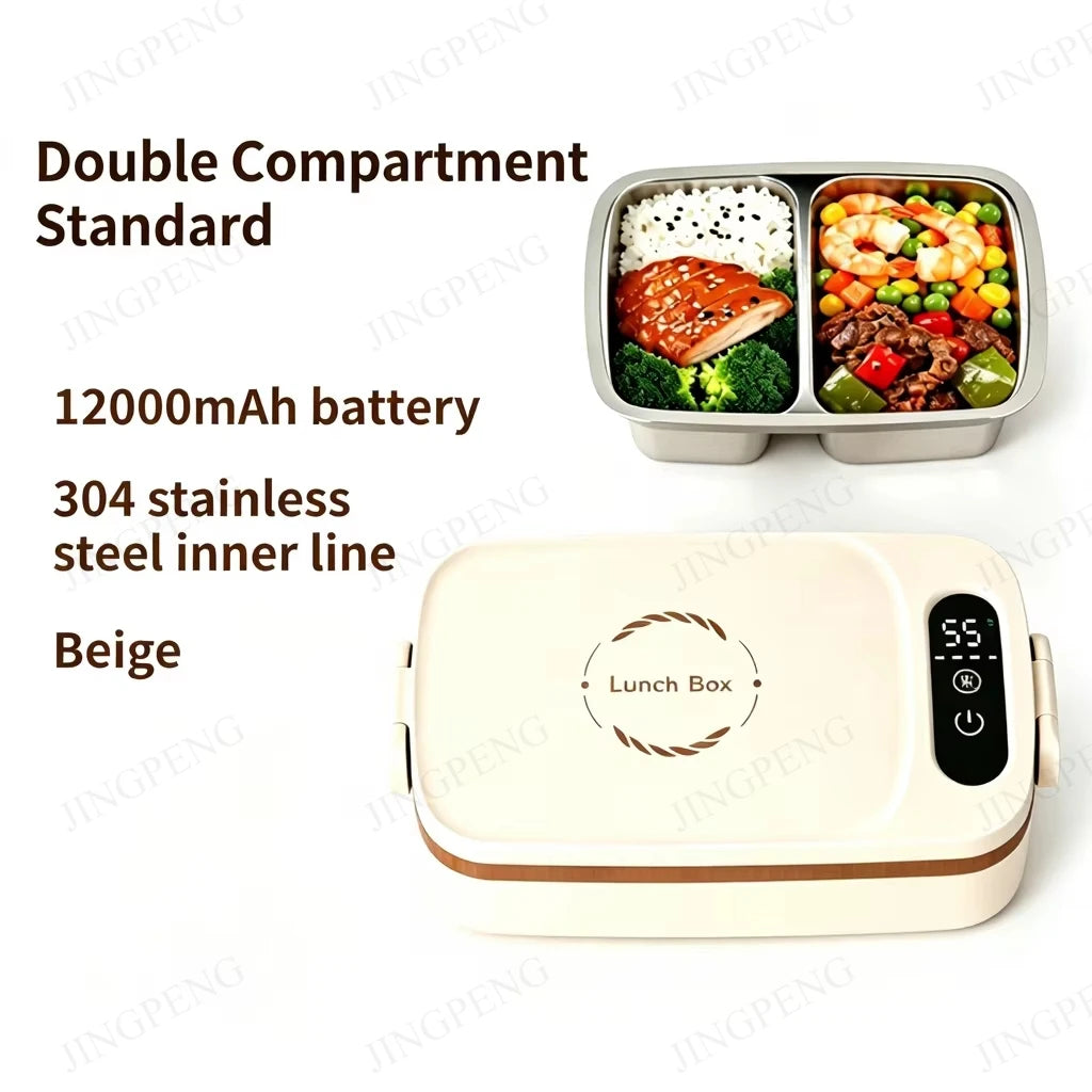 Digital Display 12000mAh USB Rechargeable Electric Lunch Box Portable Heating Bento Box