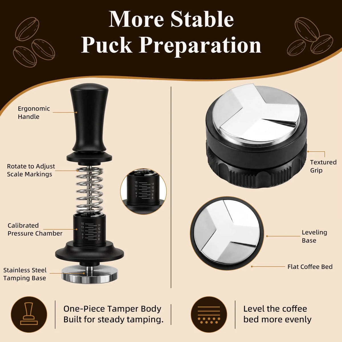 7 PCS 51mm Manual Stainless Steel Espresso Accessories Kit Tamper Set Distributor WDT