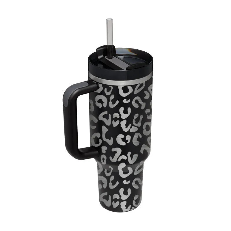 304 Stainless Steel 40oz Double Wall Vacuum Insulated Tumbler with Straw and Hand Grip