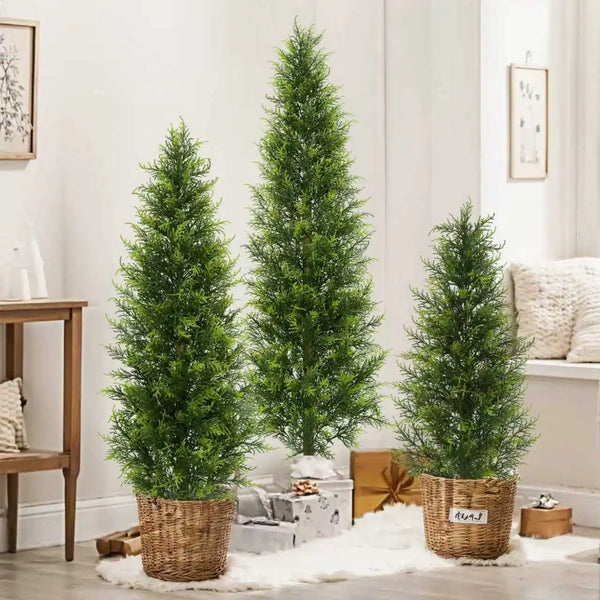 Artificial Cypress Topiary Ball Tree with Pot and Ground Spike, 55-150cm