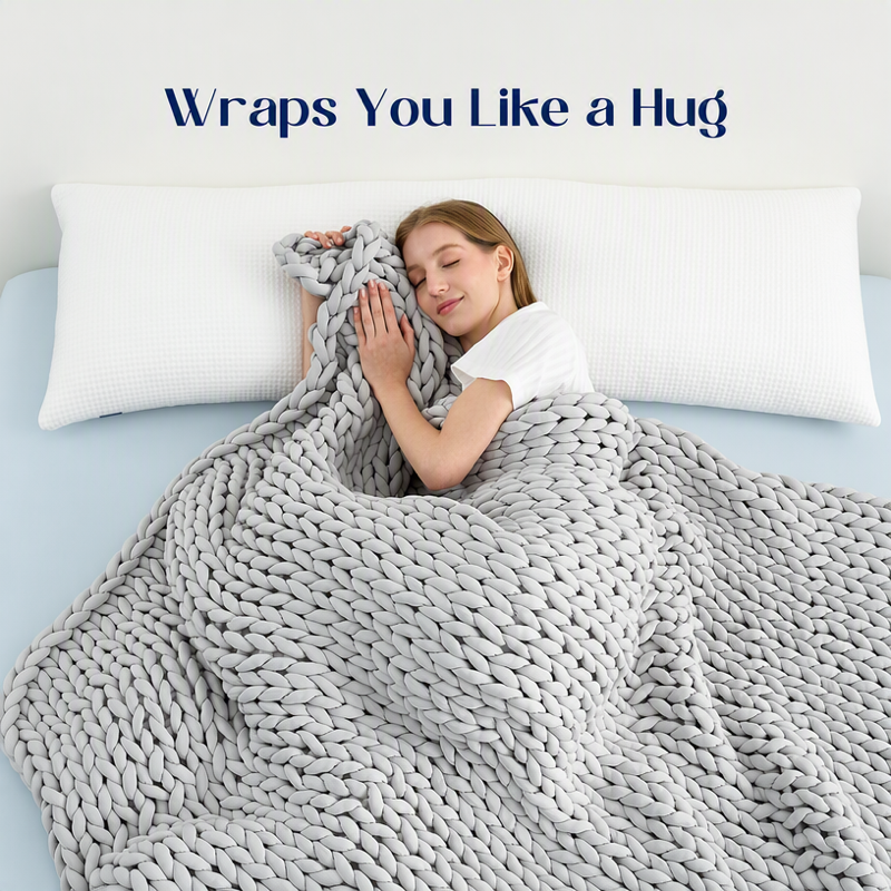 Cooling Weighted Blanket Hand Knitted Chunky Knit Throw for Hot Sleepers Breathable Glass