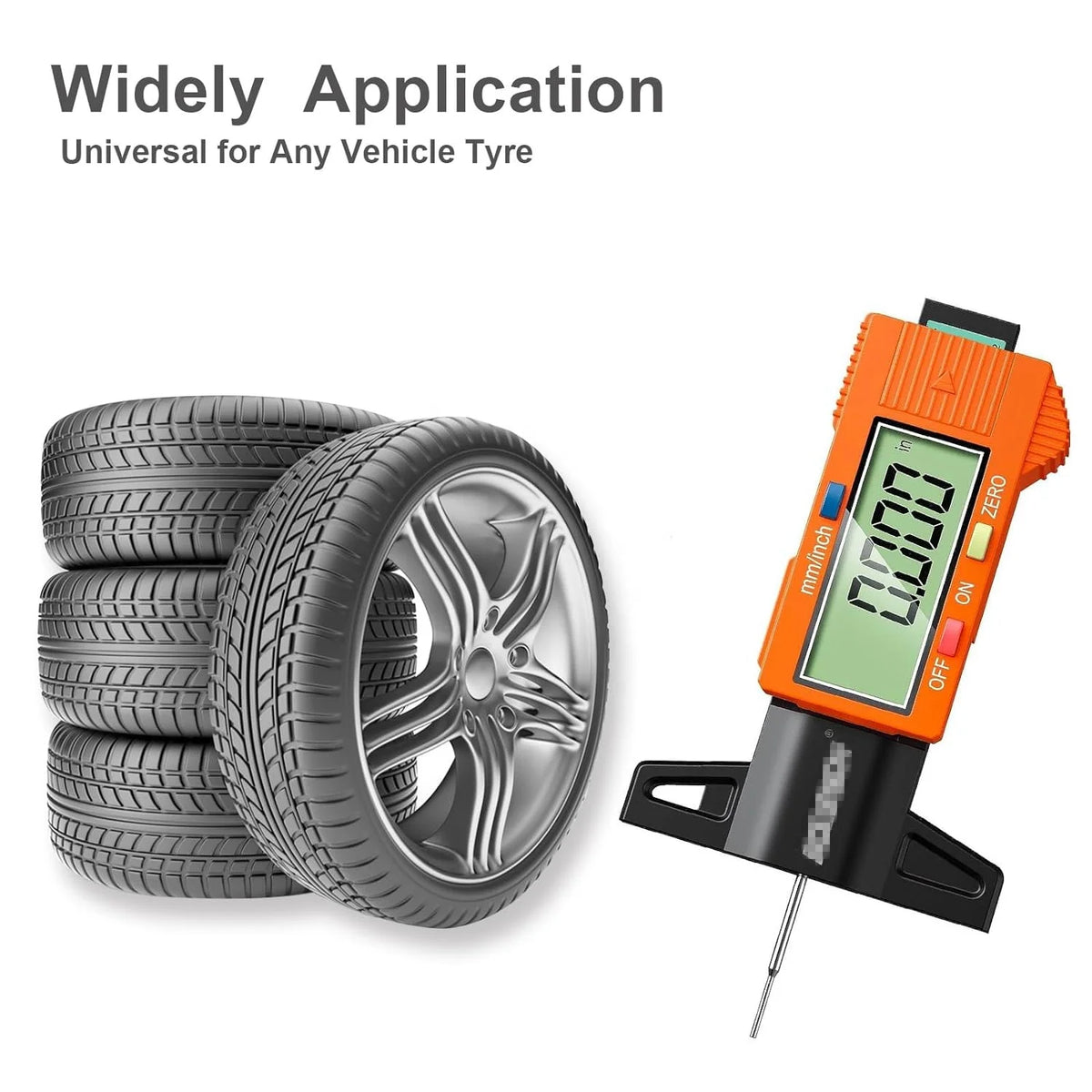 Orange Color Digital Tire Tread Depth Gauge in 1 Inch/25.4 Mm for All Vehicle Tires