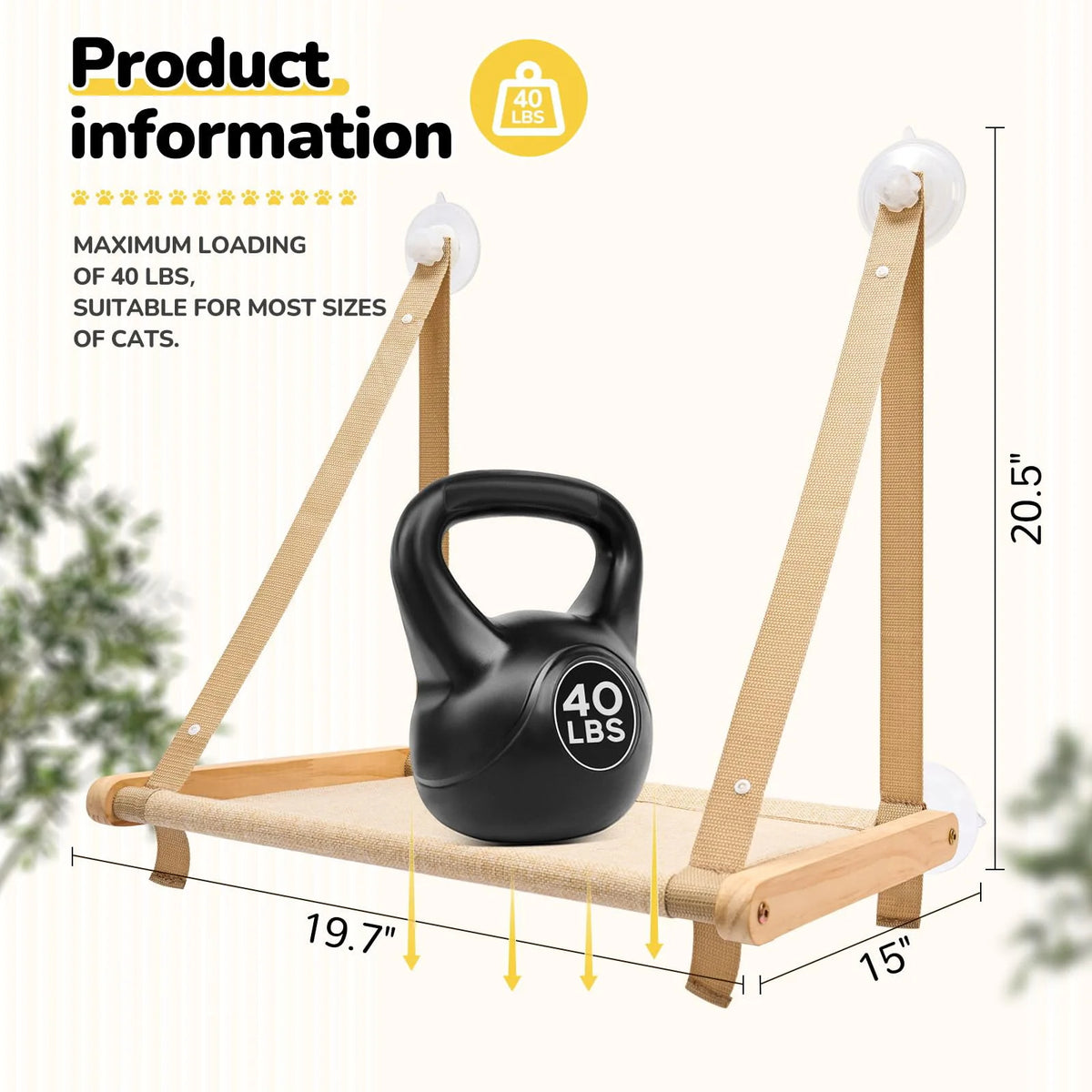 Eco-Friendly Wooden Fiber Cat Window Hammock Foldable Suction Cup Perch Indoor Resting
