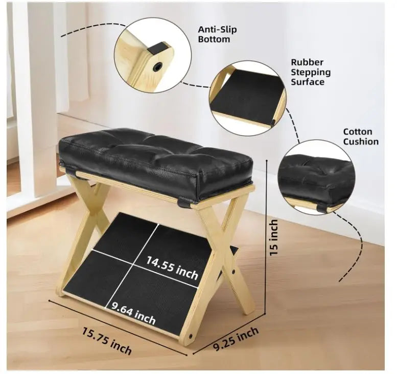 Custom Double Step Foot Rest for Under Desk At Work Wooden Footrest with Non-Slip EVA