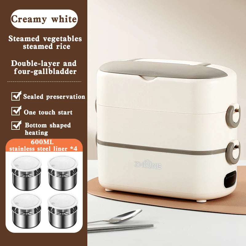 Electric Lunch Box 48W Low Power Back to School Stainless Steel Portable Electric Food
