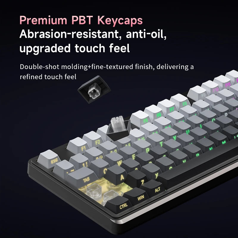 98 Keys Detachable Wired/Wireless Membrane Mechanical Feel Keyboard RGB with PBT Side-Lit