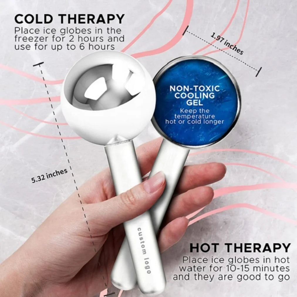 Custom Package 360 Degree Rotating Facial Ice Globes Cold Massage Ball Stainless Steel