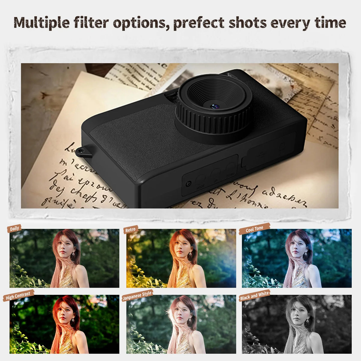 Mini Vintage Retro Film-Style Screenless Smart Digital Camera HD Video Capture