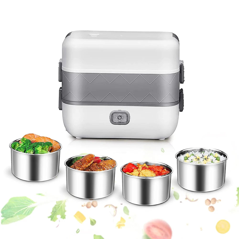 Home Office 200W Portable Heater Food Warmer Lunch Box,2 Layers Self Heating Electric