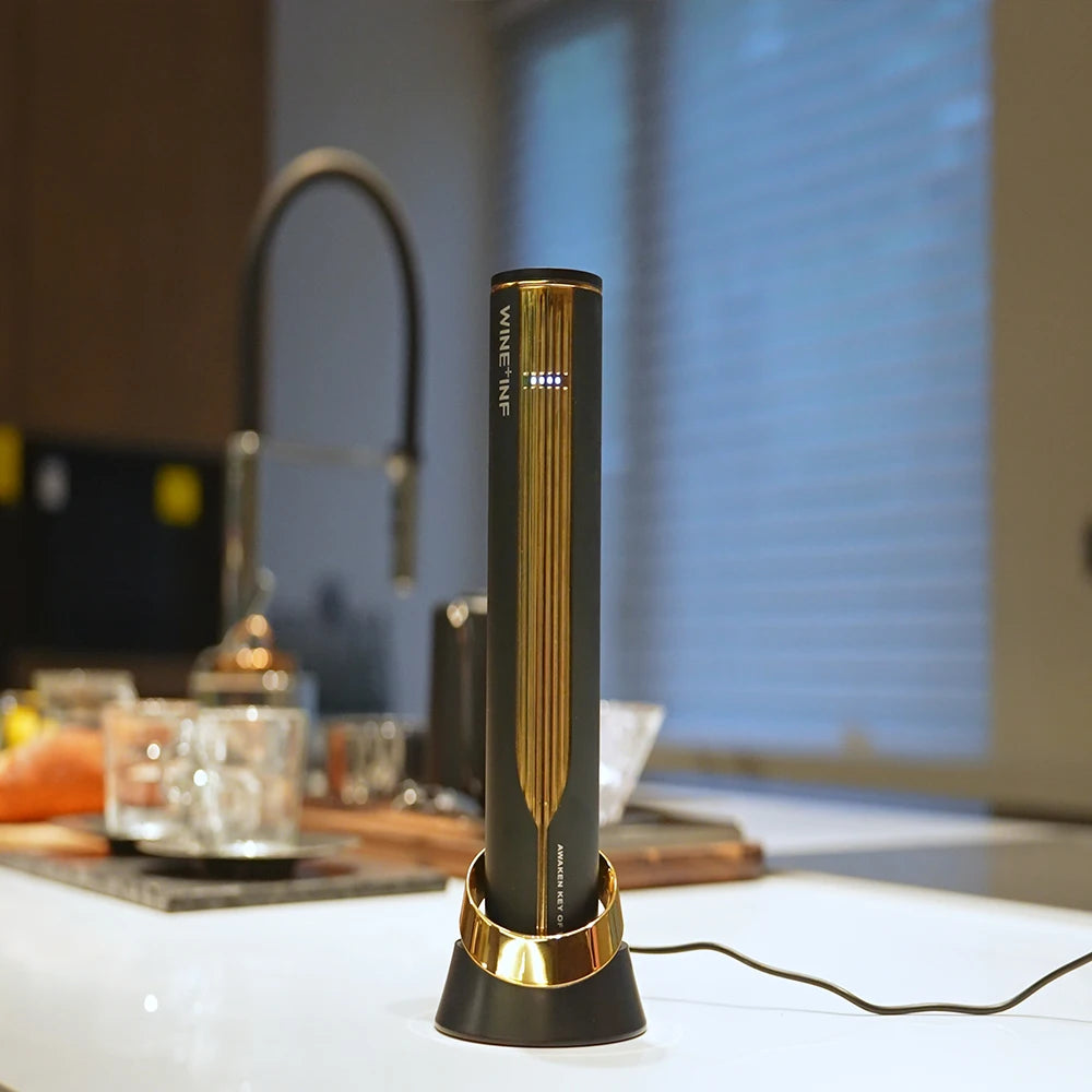 Automatic Usb Rechargeable Black Electric Wine Aerator Electric Wine Opener