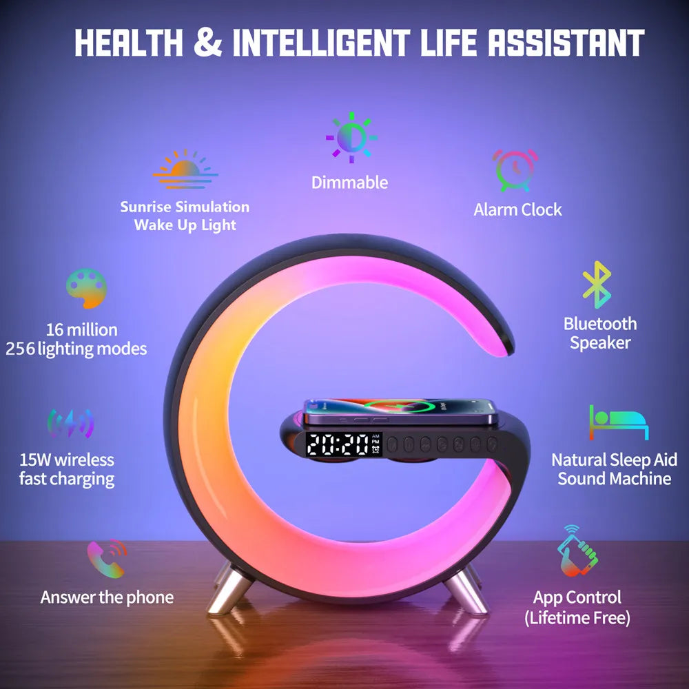 Sunrise Alarm Clock RGB Wake Up Light, Smart LED Sleep Aid Night Light Alarm Clock Table