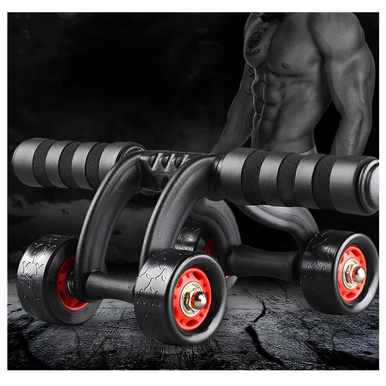 Multi-Function 4 Wheel Abs Roller with Knee Pad Mat Abdominal Wheel Fitness Ab Abdominal