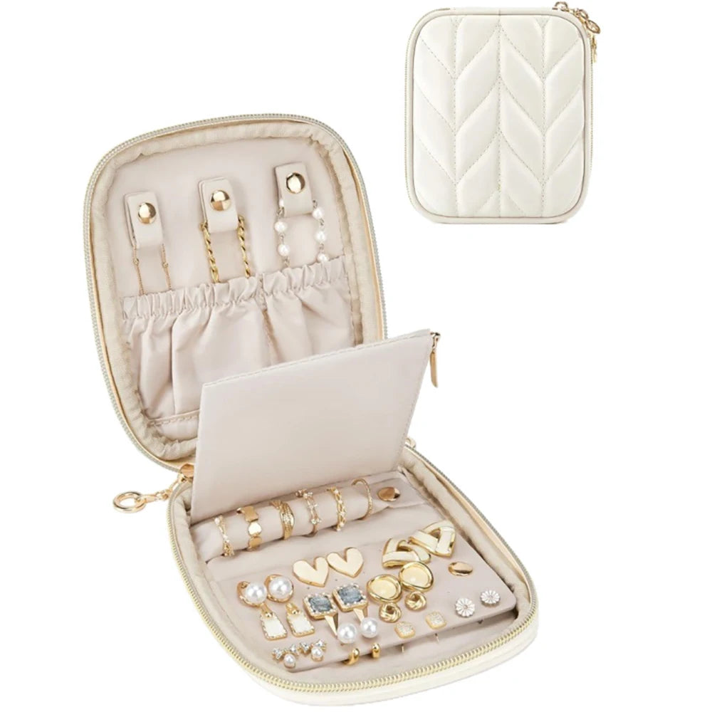 Portable Travel Jewelry Case Organizer Small Mini Jewellery Pouch Compartments