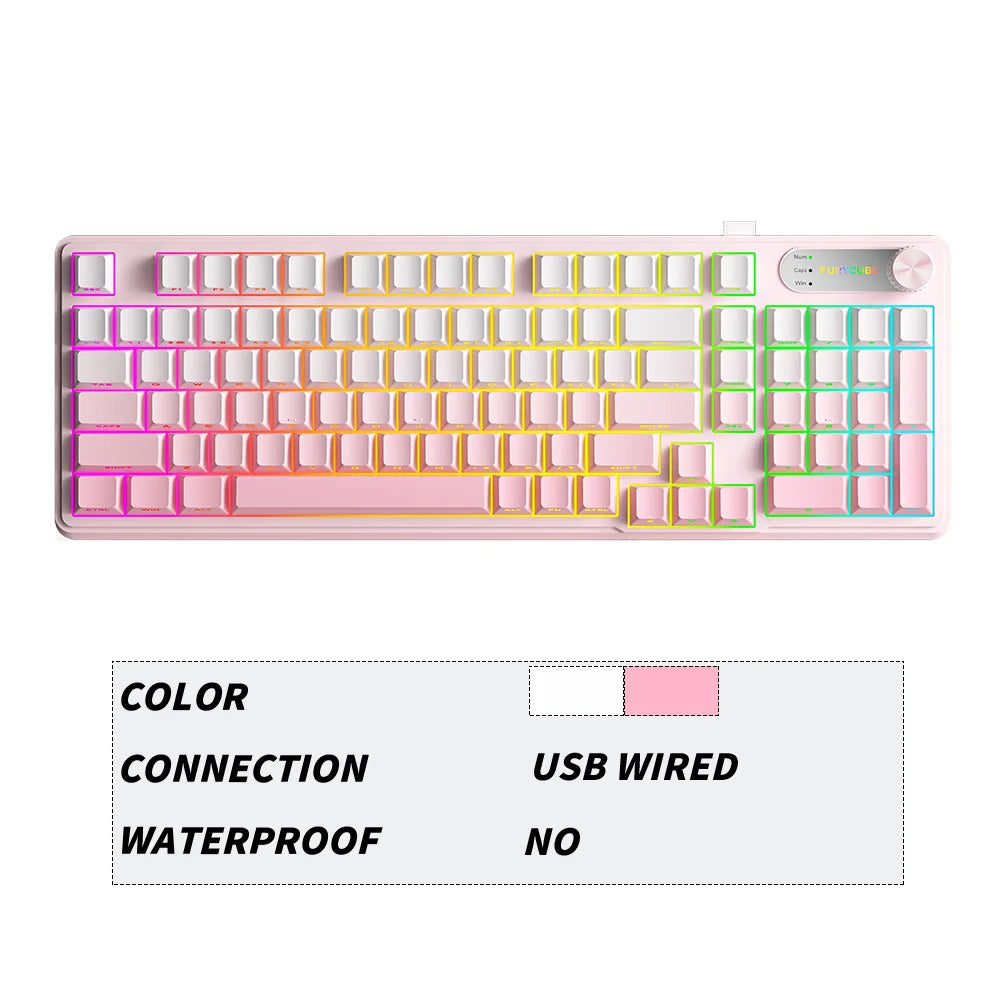 98 Keys Detachable Wired/Wireless Membrane Mechanical Feel Keyboard RGB with PBT Side-Lit