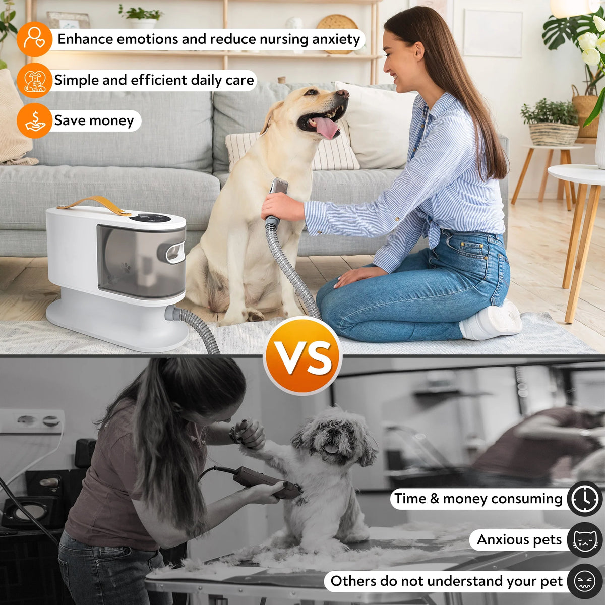Customizable Set Vacuum Hair Removal Clippers Pet Grooming Tools Including Dog Cat