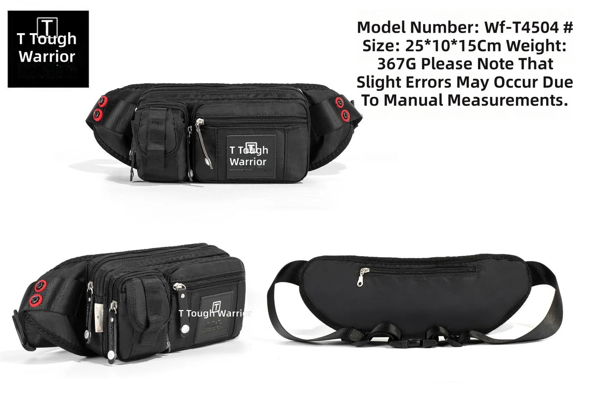 Tough Unisex Waterproof Polyester Crossbody Belt Bag with Zipper Closure Multiple