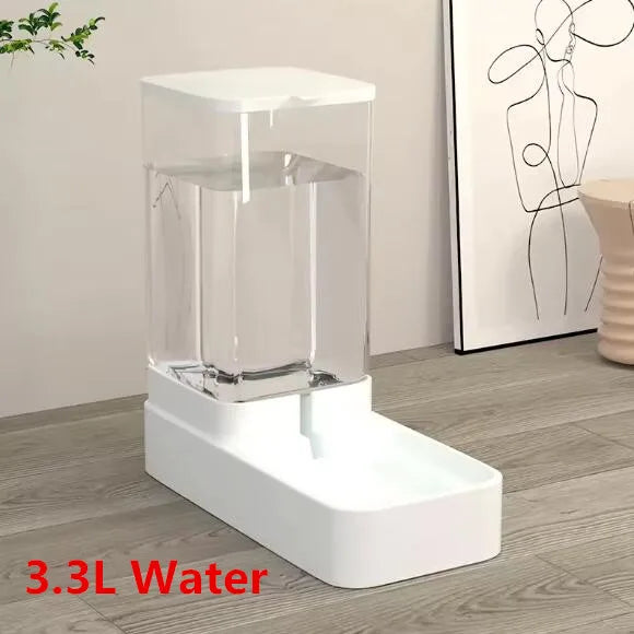 Automatic Dog Cat Feeder and Water Dispenser Set Gravity Pet Feeders Waterer Fountain