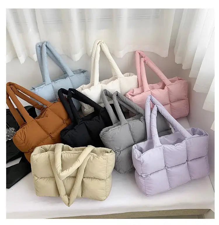 Multicolored Cute Tote Bag Fluffy Soft Large Tote Bag Puffer Tote Bag Handbag