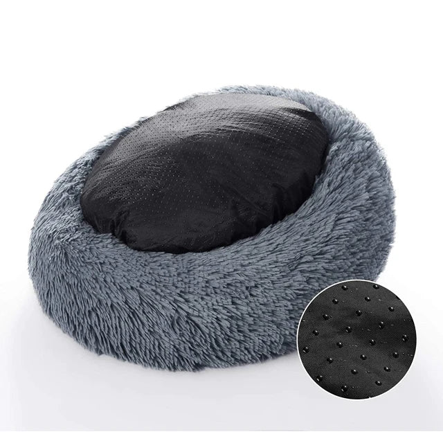 Furry Dog Bed Colorful Designs Coral Fleece Round Foam Large Fluffy Calm Donut Dog Bed