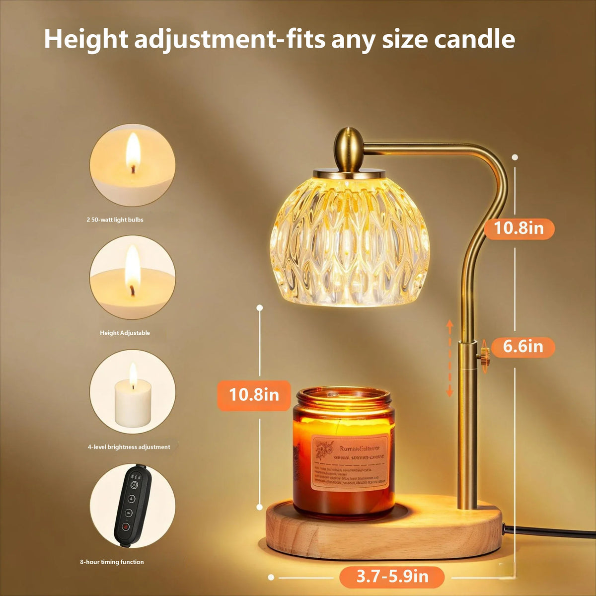 Candle Warming Lamp Flameless Candles Tinted Glass Warm Small Home Use Paraffin Wax