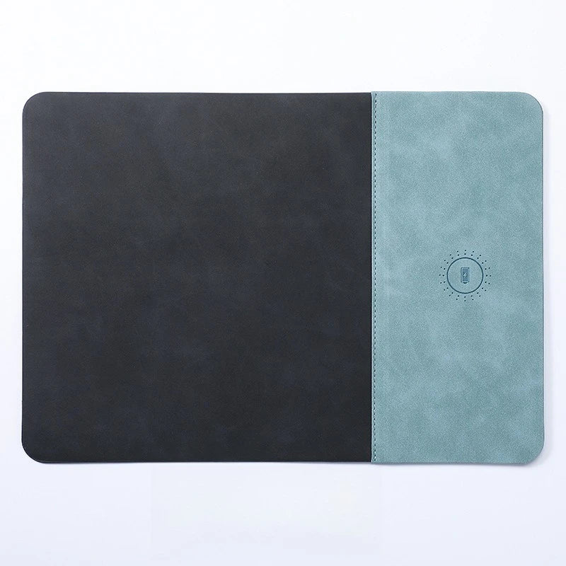 15W Fast Wireless Charging Mouse Pad, Small PU Leather Non-Slip Desk Mat with for Office