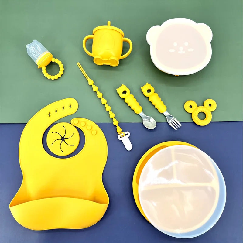 Baby Products Silicone Baby Feeding Set Food Grade BPA Free Silicone Dinnerware Baby Set
