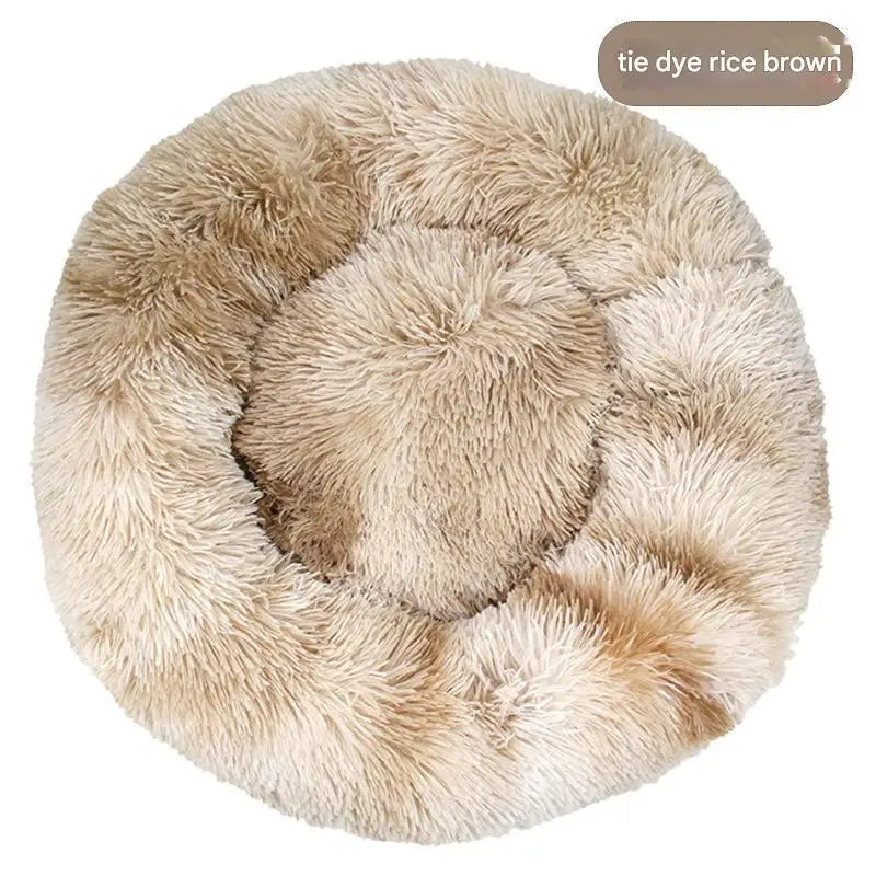 Luxury Fluffy Cushion Plush Soft Donut Dog Bed Accessories Washable Calming Sofa Camas