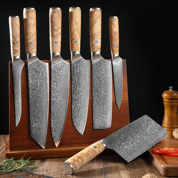 Professional Damascus 8inch Chef Knife Set VG10 Steel With Kiritsuke Santoku Paring