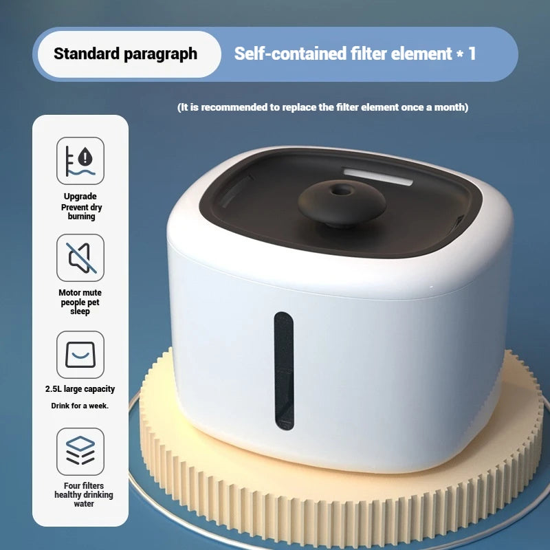 2.5L Smart Pet Water Fountain Durable Automatic Cat Water Dispenser Bowl PP Pet Water