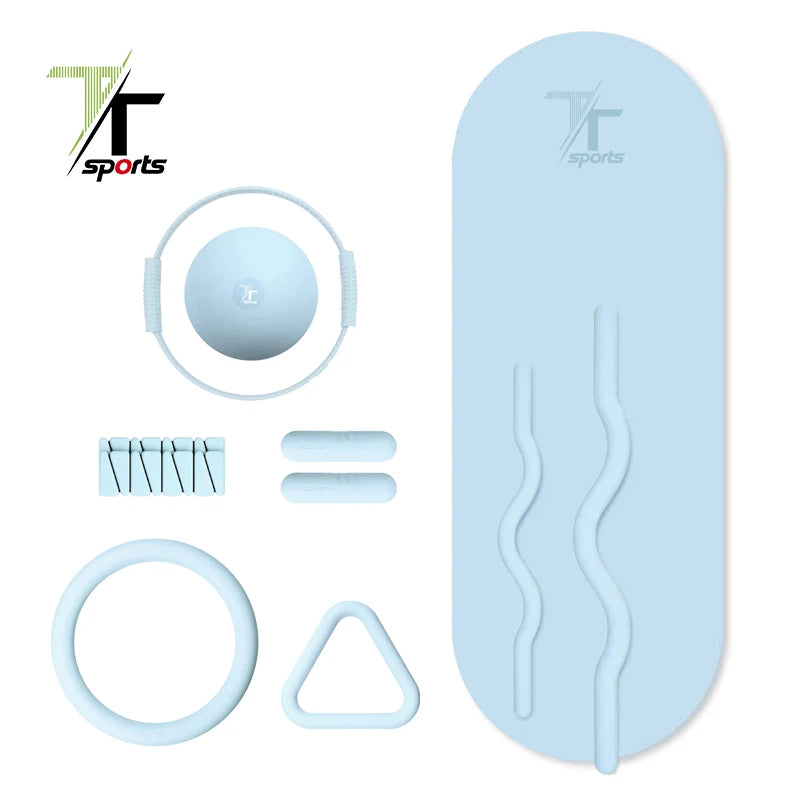TTSports Portable Silicone Pilates Set Accessories Gym Stretch Band Fabric Resistance