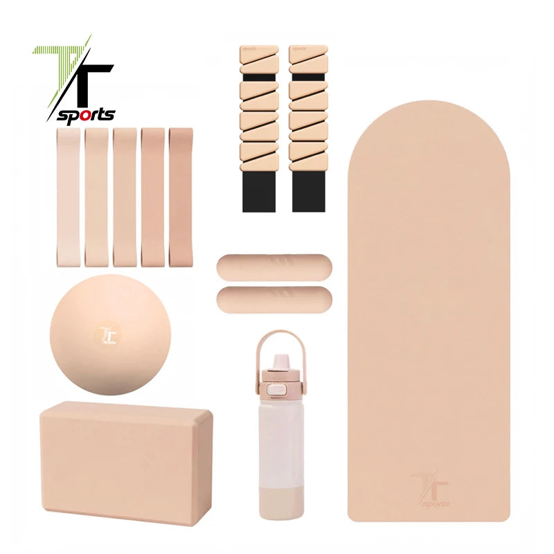 TTSports Portable Silicone Pilates Set Accessories Gym Stretch Band Fabric Resistance