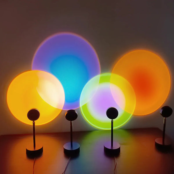 Colorful Projector Night Lights Bedroom Living Room Rainbow Rgb Led Sunset Projection