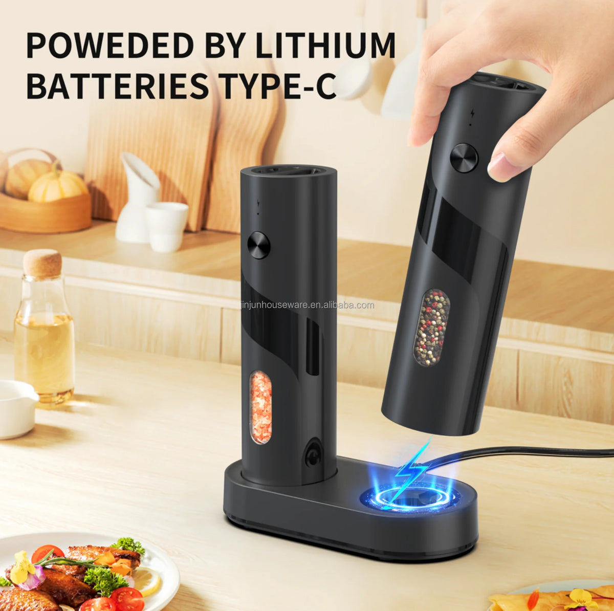Rechargeable Salt and Pepper Grinder Set Electric Salt and Pepper Grinder Set