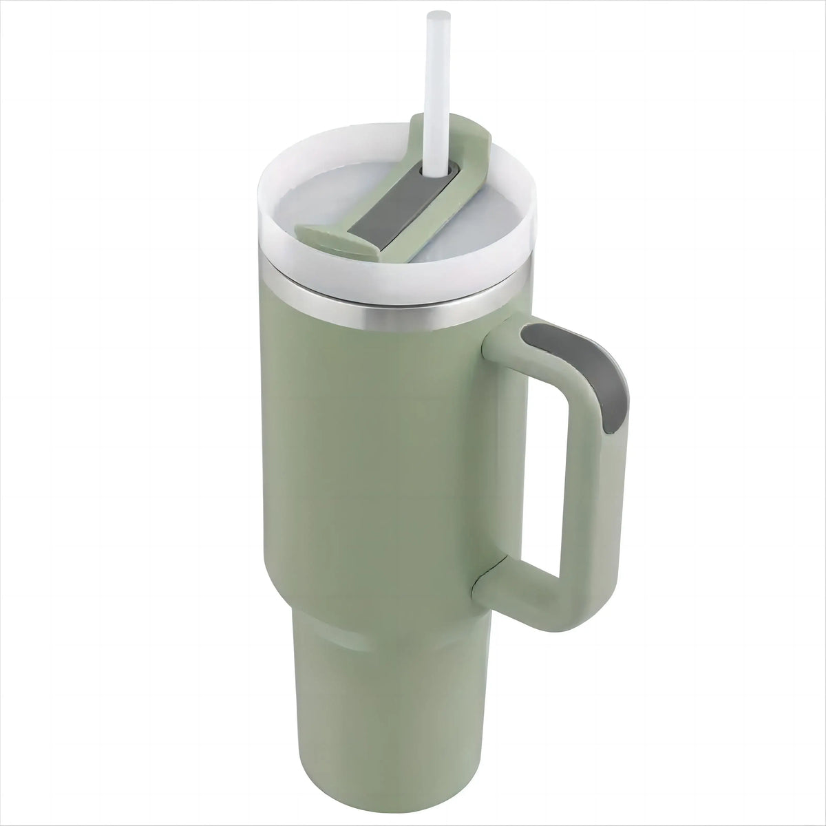 Double Walled Insulated Vacuum Stainless Steel 40Oz Tumbler With Straw Handle And Lid