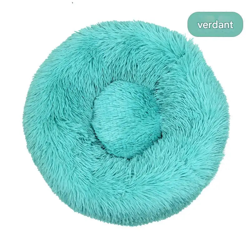 Luxury Fluffy Cushion Plush Soft Donut Dog Bed Accessories Washable Calming Sofa Camas