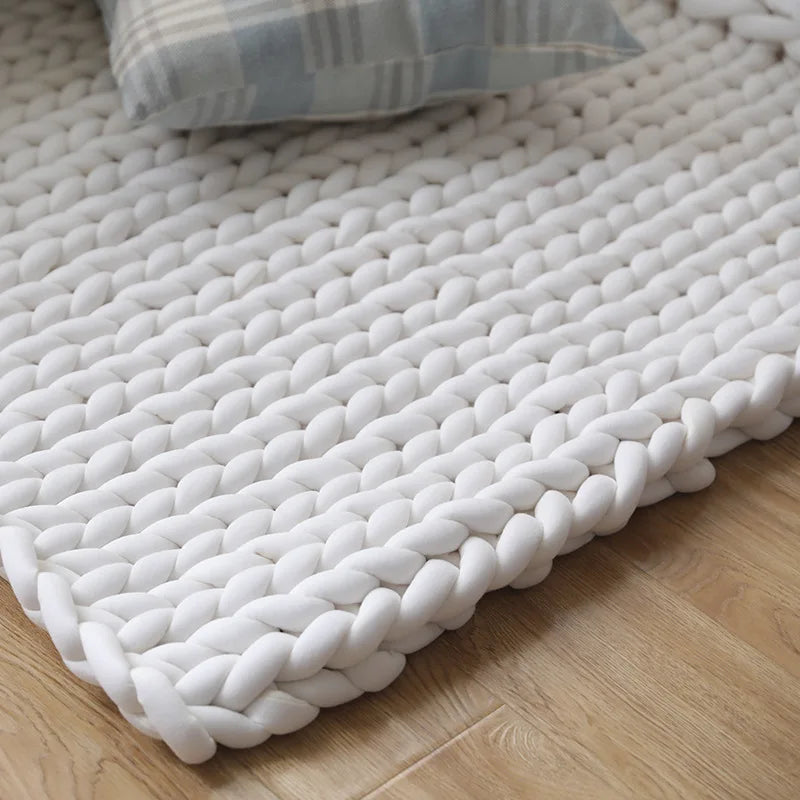 Chunky Knit Yarn Weighted Blanket with Core Filling Soft Woven Gravity Blanket