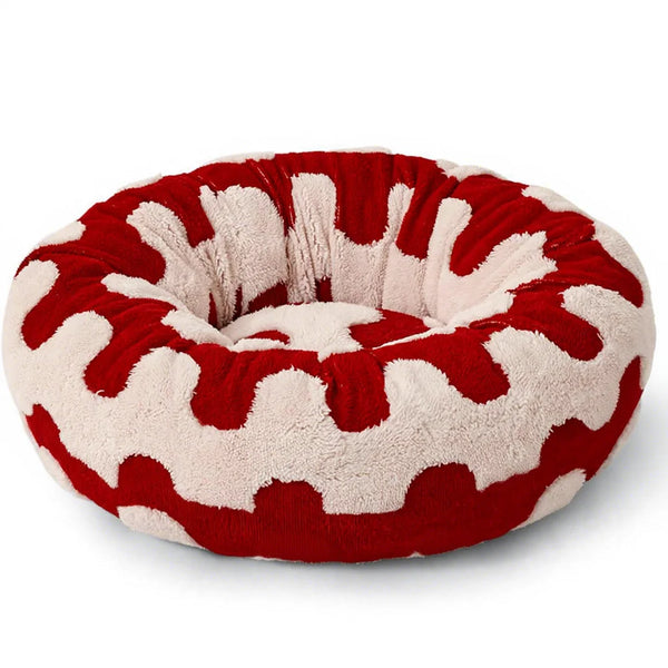 Anti Anxiety Winter Long Faux Fur Super Soft Fabric Dog Bed Comfortable Donut Round Cute