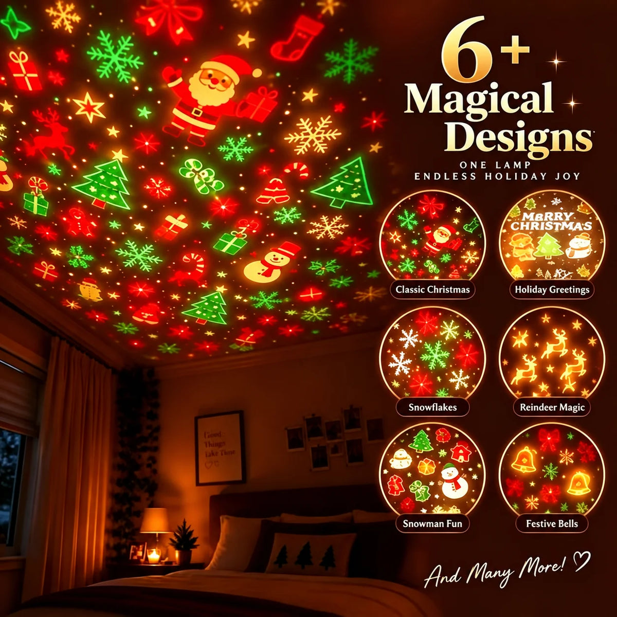 Modern Christmas Halloween LED Lamp Festive Interchangeable Bedroom Kids Room Projection