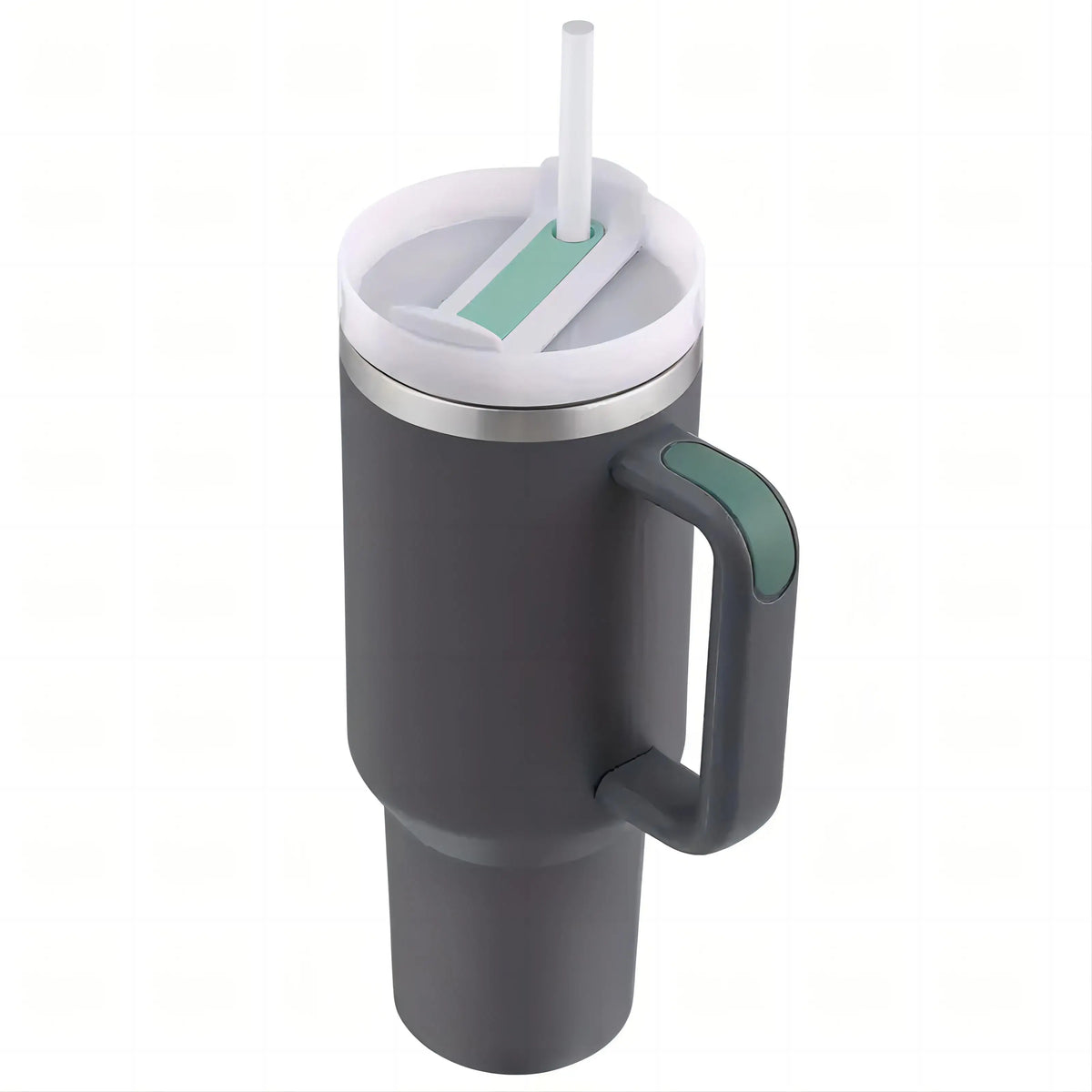 Double Walled Insulated Vacuum Stainless Steel 40Oz Tumbler With Straw Handle And Lid